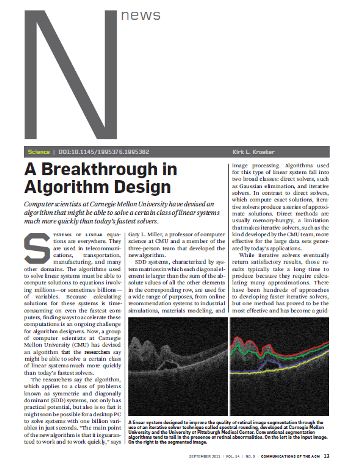 A Breakthrough in Algorithm Design